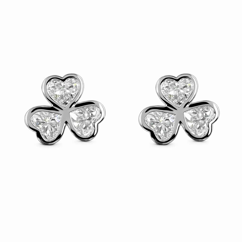 amora | 2.07 ct heart diamond stud earrings in 14k white gold