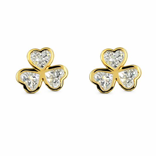 AMORA | 2.07 Ct Heart Diamond Stud Earrings in 14K Yellow Gold