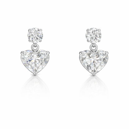 AMORA BELLE 4.02 Ct Heart Hanging Earrings 14K White Gold