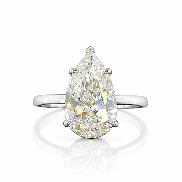 ANASTASIA | 3.15 Ct Pear Diamond Solitaire Ring in 14K White Gold - lab Grown Diamond