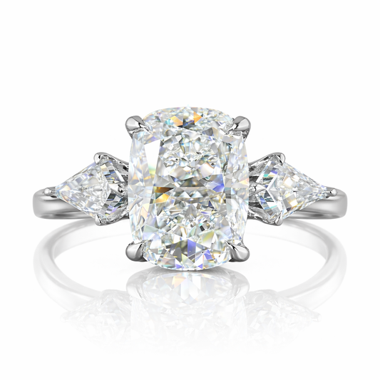 ANYA | 3.8 cts Cushion Brilliant Diamond 3-Stone Ring in Platinum