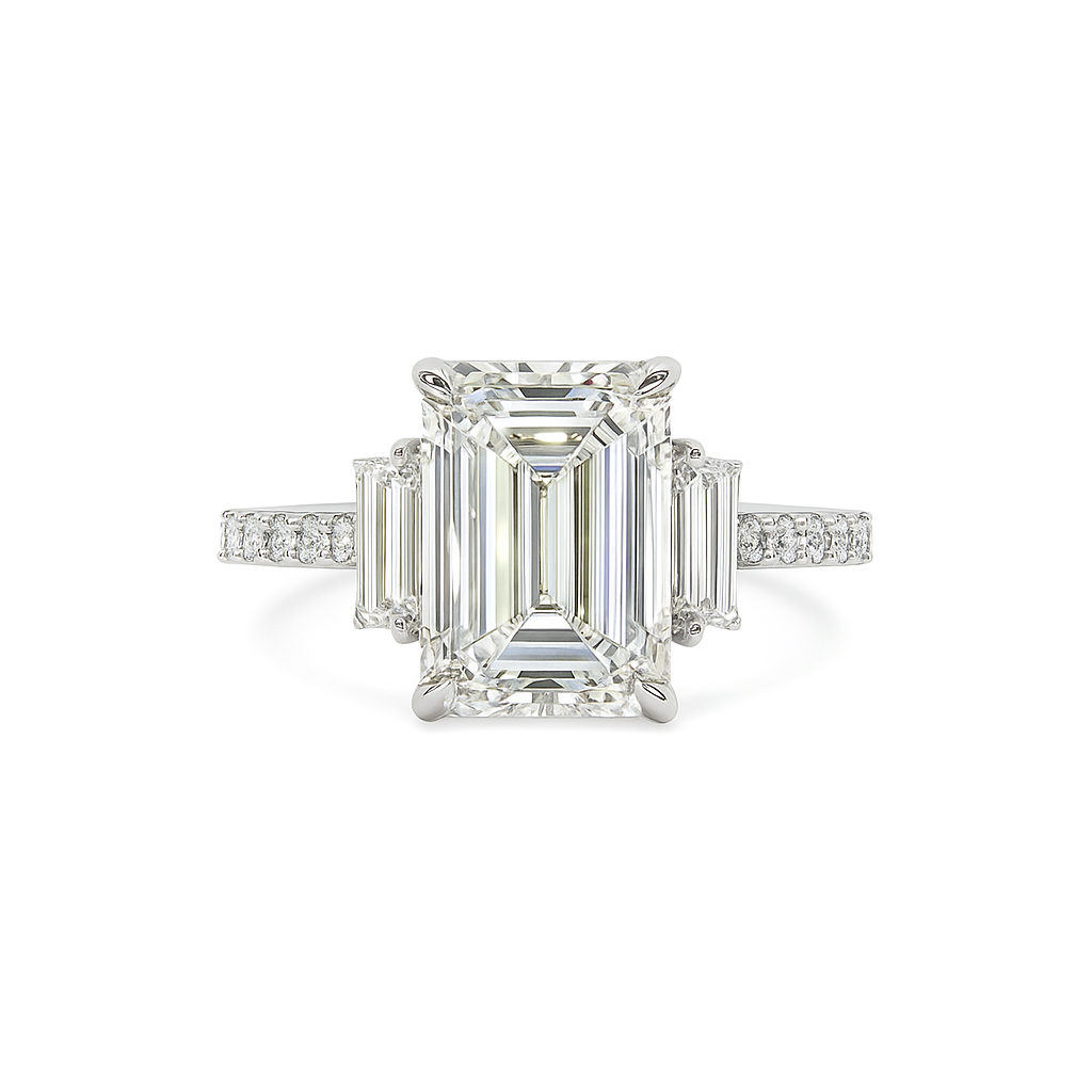 apex emerald diamond hidden halo ring | 3.38 cts | platinum