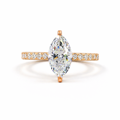 ARIA | 1.77ct & 4.04 cts Marquise Diamond Hidden Halo Engagement Ring in 14K Rose Gold - Lab Grown Diamond