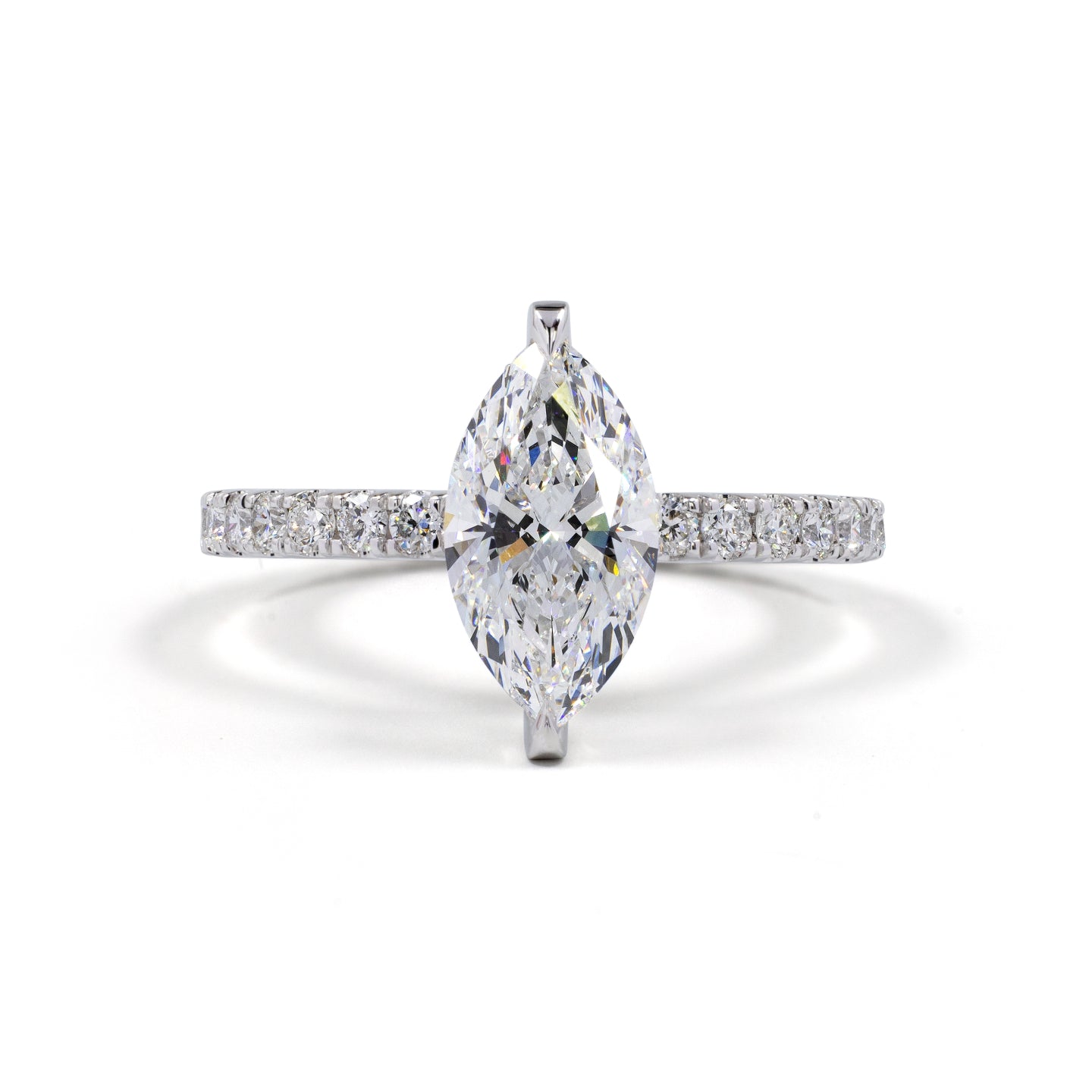 aria | 1.77ct & 4.04 cts marquise diamond hidden halo engagement ring in 14k white gold - lab grown diamond