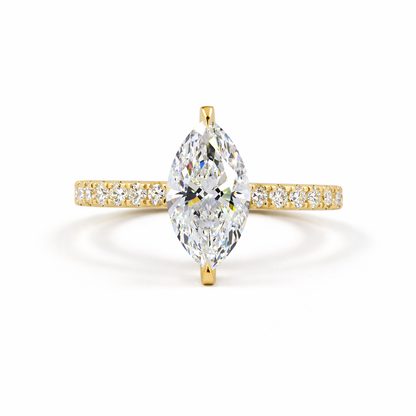ARIA | 1.77ct & 4.04 cts Marquise Diamond Hidden Halo Engagement Ring in 14K Yellow Gold - Lab Grown Diamond