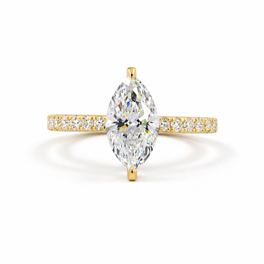 ARIA | 1.77ct & 4.04 cts Marquise Diamond Hidden Halo Engagement Ring in 14K Yellow Gold - Lab Grown Diamond