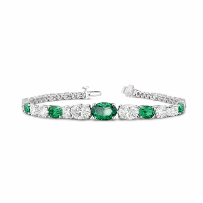 ARIEL | 5.92 Ct Oval Diamond Riviera Bracelet in 14K White Gold