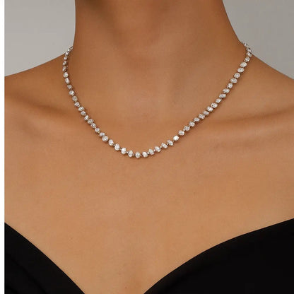 ATHENA | 36.40 Ct MIxed-Shape Diamond Tennis Necklace in 14K White Gold