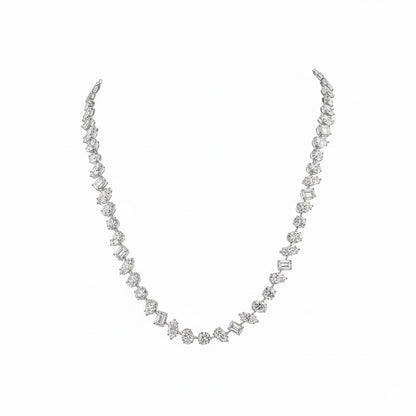ATHENA | 36.40 Ct MIxed-Shape Diamond Tennis Necklace in 14K White Gold