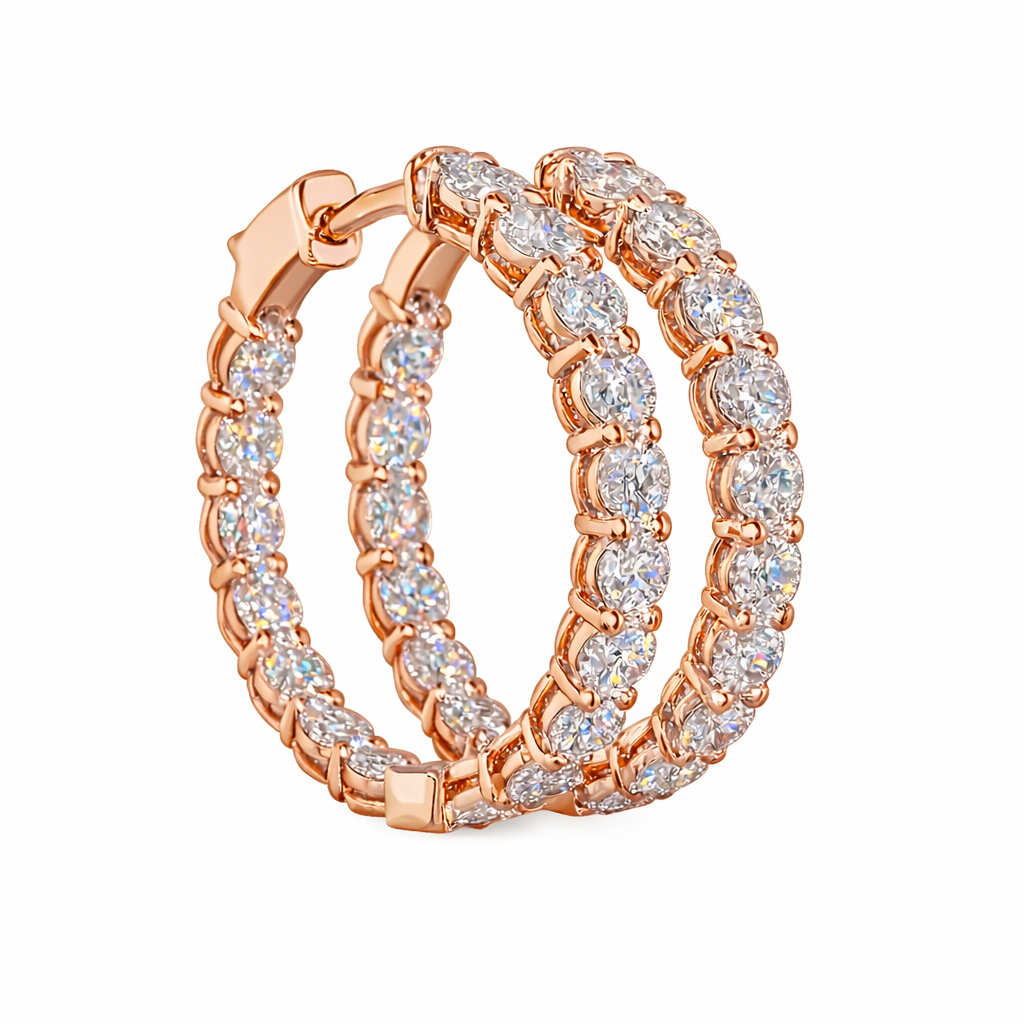 audrey round diamond hoop earrings | 3.16 cts | 14k rose gold