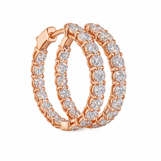 AUDREY Round Diamond Hoop Earrings | 3.16 cts | 14K Rose Gold
