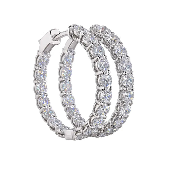 AUDREY | 3.11 Ct Round Diamond Hoop Earrings in 14K White Gold - Lab Grown Diamond