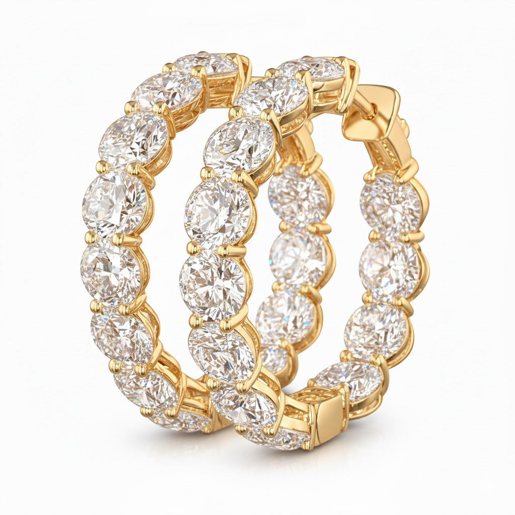 AUDREY Round Diamond Hoop Earrings | 3.16 cts | 14K Yellow Gold