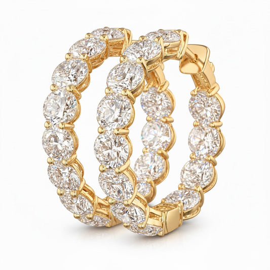 AUDREY Round Diamond Hoop Earrings | 3.16 cts | 14K Yellow Gold