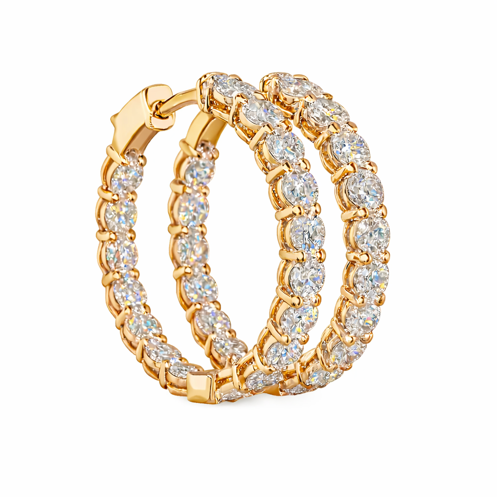 AUDREY Round Diamond Hoop Earrings | 3.16 cts | 14K Yellow Gold