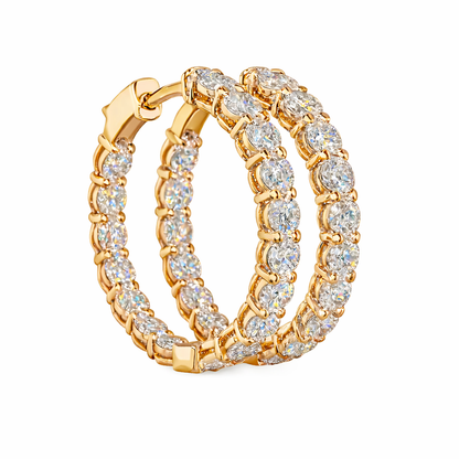 AUDREY Round Diamond Hoop Earrings | 3.16 cts | 14K Yellow Gold