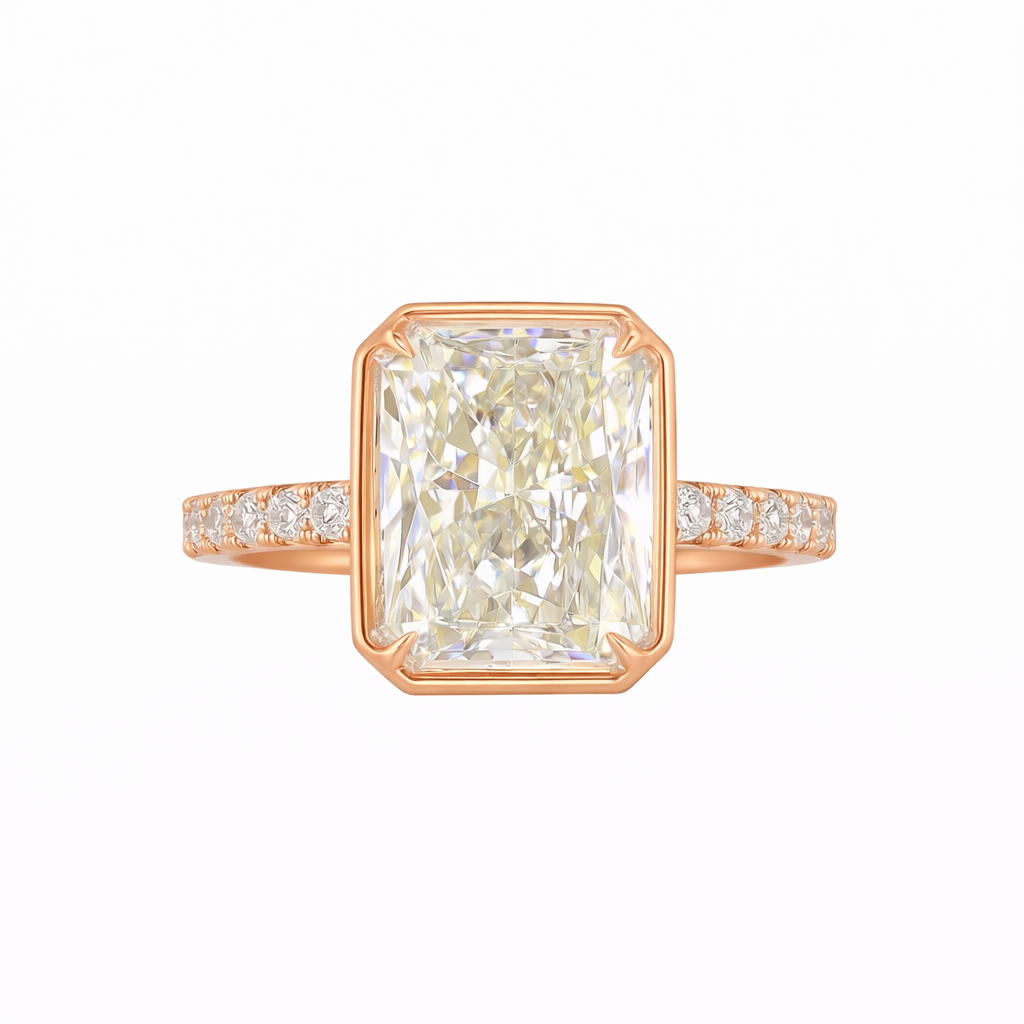 AURA | 4.78 ct Radiant Diamond 3-Stone Ring in 18K Rose Gold - Lab Grown Diamond