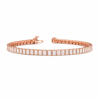 AUREVA | 3.88 Ct  Emerald Diamond Tennis Bracelet in 14K Rose Gold