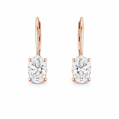 AURIA | 2.11 Ct Oval Shape Hanging Earring in 14K Rose Gold - Lab Grown Diamond