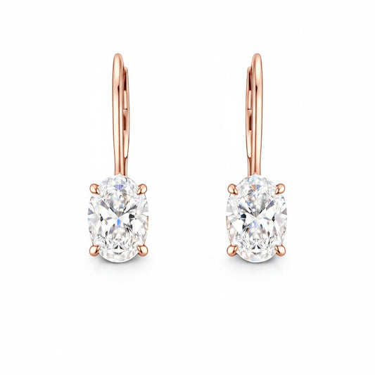 AURIA | 2.11 Ct Oval Shape Hanging Earring in 14K Rose Gold - Lab Grown Diamond