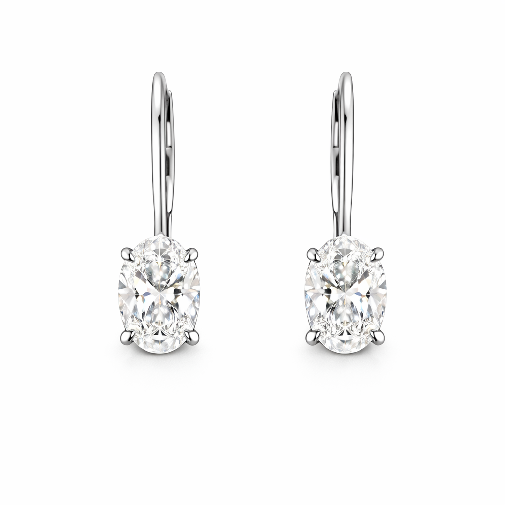 auria | 2.11 ct oval shape hanging earring in 14k white gold - lab grown diamond