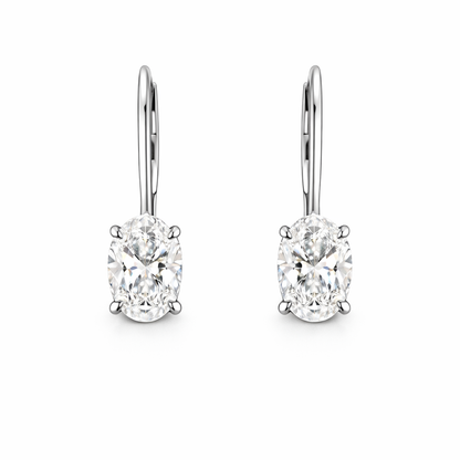 AURIA | 2.11 Ct Oval Shape Hanging Earring in 14K White Gold - Lab Grown Diamond