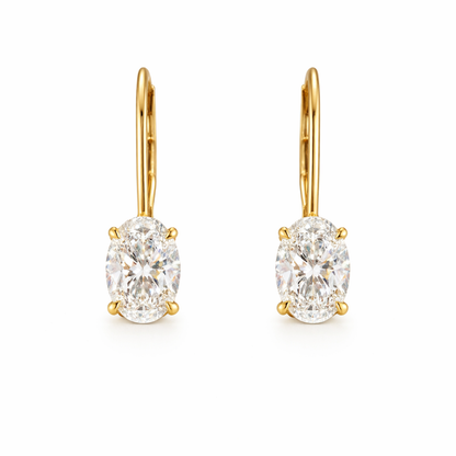 AURIA | 2.11 Ct Oval Shape Hanging Earring in 14K Yellow Gold - Lab Grown Diamond