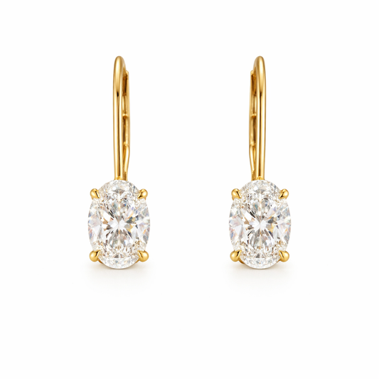 AURIA | 2.11 Ct Oval Shape Hanging Earring in 14K Yellow Gold - Lab Grown Diamond