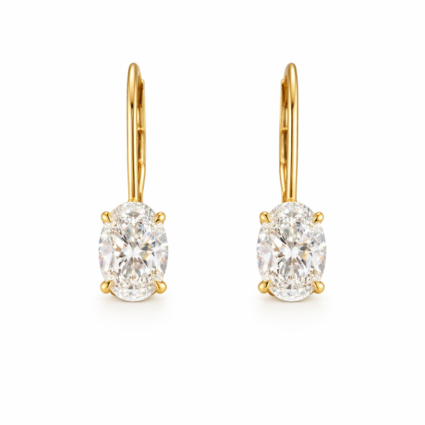 AURIA | 2.11 Ct Oval Shape Hanging Earring in 14K Yellow Gold - Lab Grown Diamond