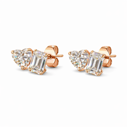 AURIELLE LOVE 1.56 Ct Heart Stud Earrings 14K Rose Gold Diamond