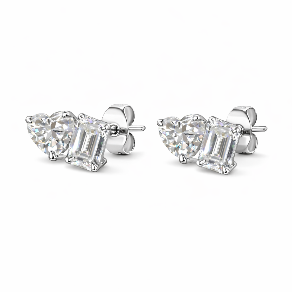 AURIELLE LOVE 1.56 Ct Heart Stud Earrings 14K White Gold Diamond