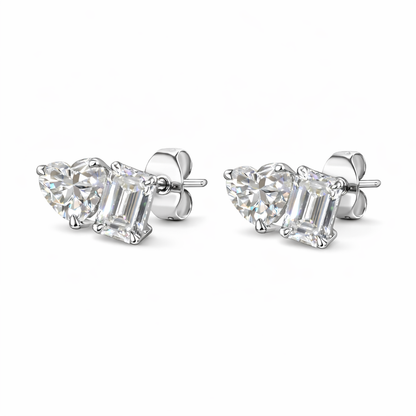 AURIELLE LOVE 1.56 Ct Heart Stud Earrings 14K White Gold Diamond