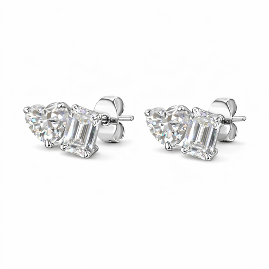 AURIELLE LOVE 1.56 Ct Heart Stud Earrings 14K White Gold Diamond