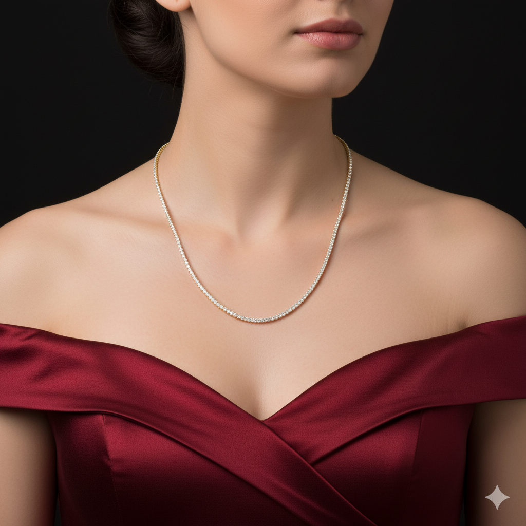 aurora | 5.52 ct round necklace in 14k white gold