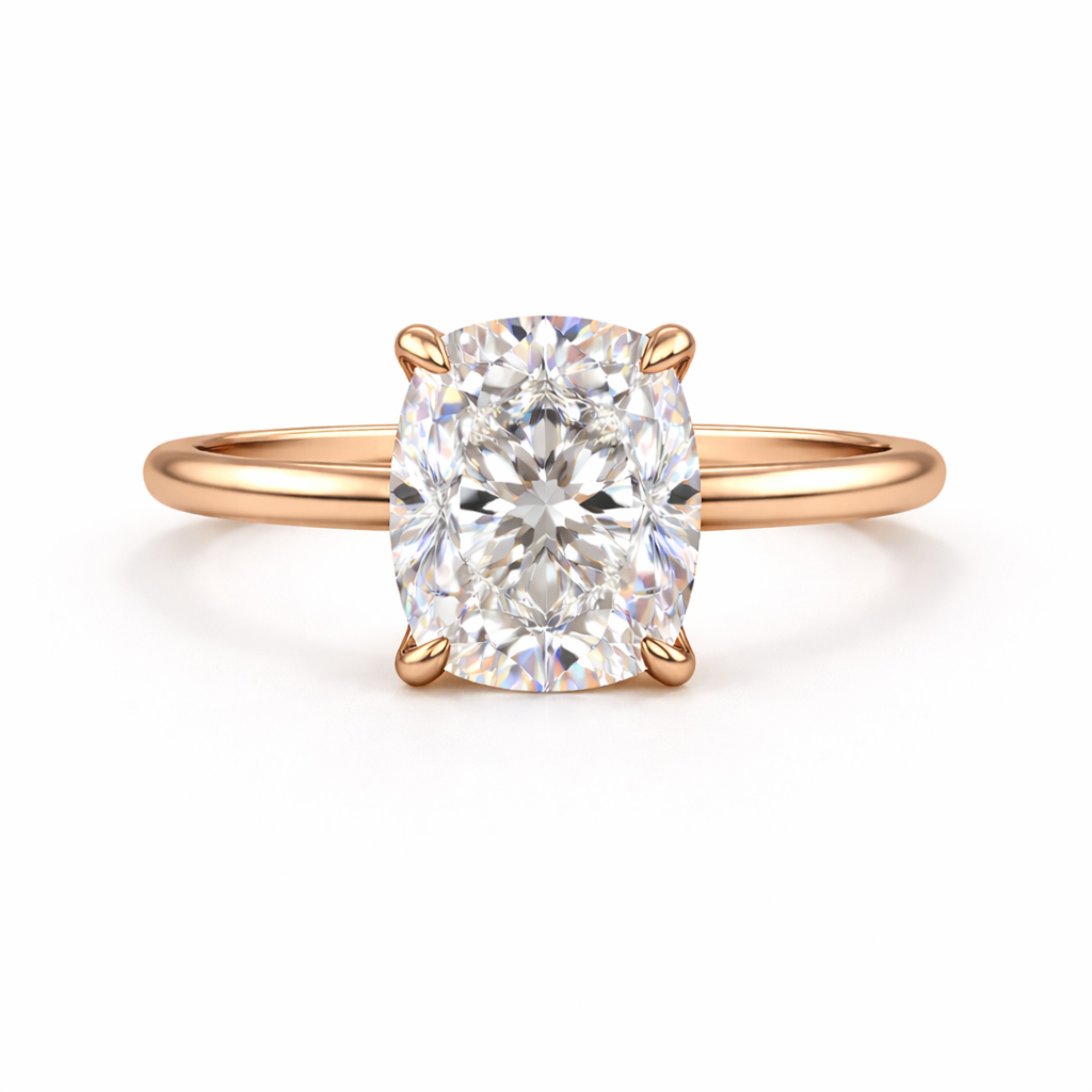 avelisse | 5.13 ct cushion brilliant diamond hidden halo engagement ring in 14k rose gold - lab grown diamond
