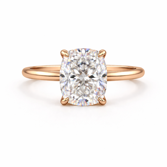 AVELISSE | 5.13 Ct Cushion Brilliant Diamond Hidden Halo Engagement Ring in 14K Rose Gold - Lab Grown Diamond