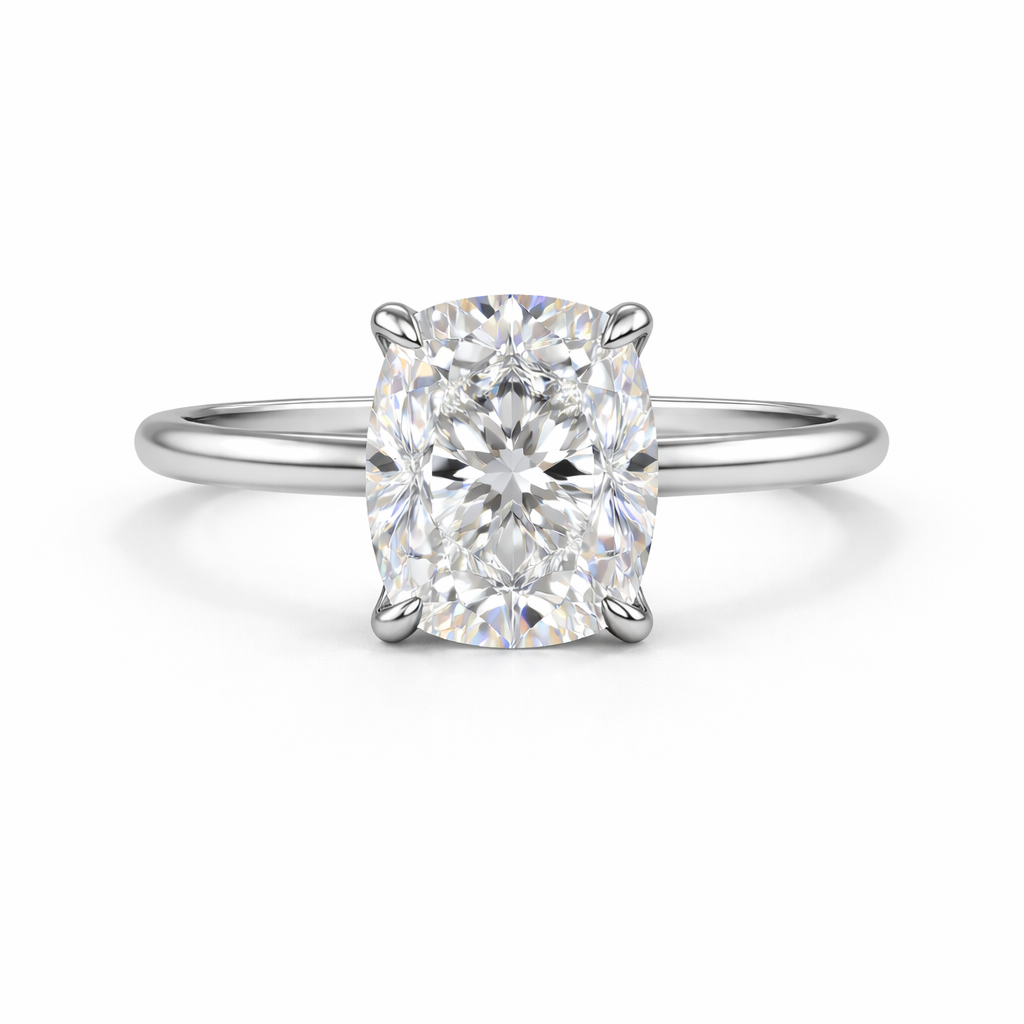 avelisse | 5.13 ct cushion brilliant diamond hidden halo engagement ring in 14k white gold - lab grown diamond