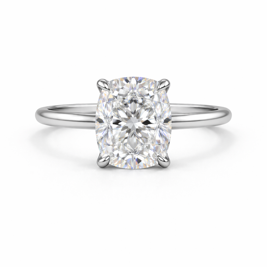 AVELISSE | 5.13 Ct Cushion Brilliant Diamond Hidden Halo Engagement Ring in 14K White Gold - Lab Grown Diamond
