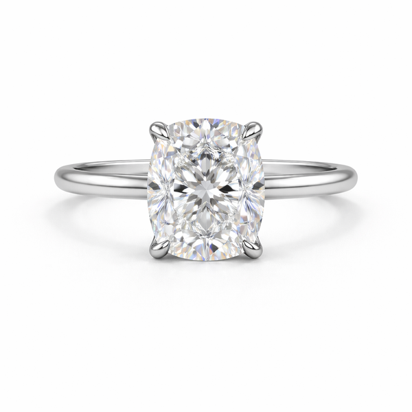AVELISSE | 5.13 Ct Cushion Brilliant Diamond Hidden Halo Engagement Ring in 14K White Gold - Lab Grown Diamond