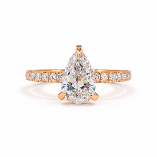 AVENELLE | 2.77ct Pear Diamond Hidden Halo Engagement Ring in 14K Rose Gold - Lab Grown Diamond