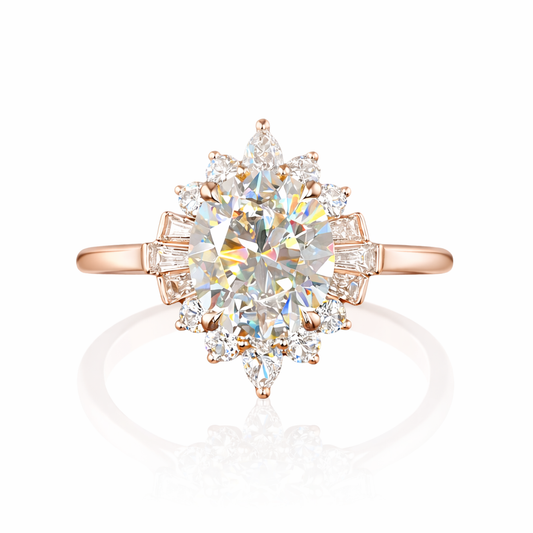 AVIONNE | 2.28 Ct Oval Diamond Halo Engagement Ring in 14K Rose Gold - Lab Grown Diamond