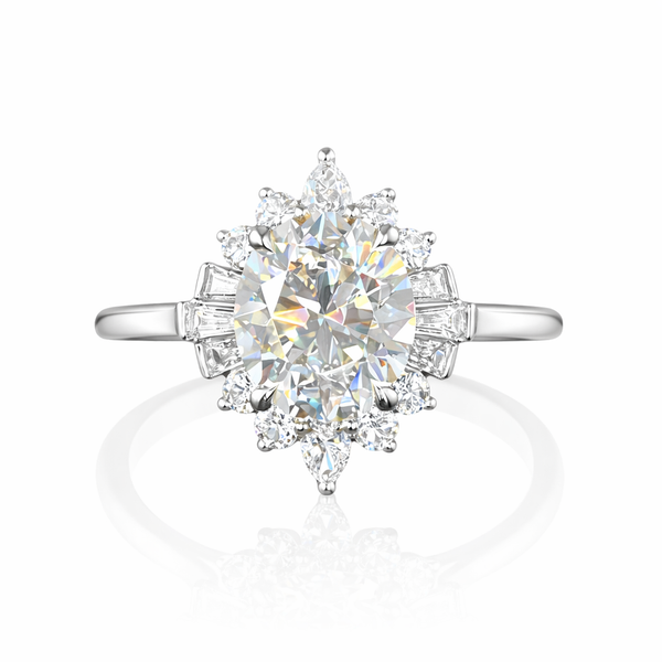 AVIONNE | 2.28 Ct Oval Diamond Halo Engagement Ring in 14K White Gold - Lab Grown Diamond