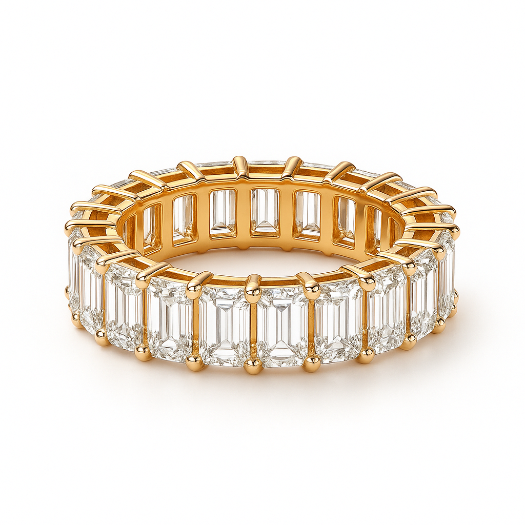 Auvia Band Rose | White | Yellow Gold - 18K Rose Gold Emerald Cut Natural Diamond Band