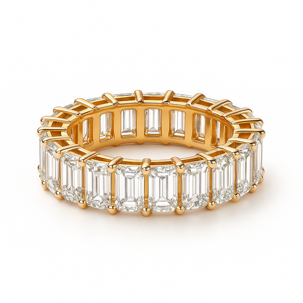 Auvia Band Rose | White | Yellow Gold - 18K Rose Gold Emerald Cut Natural Diamond Band
