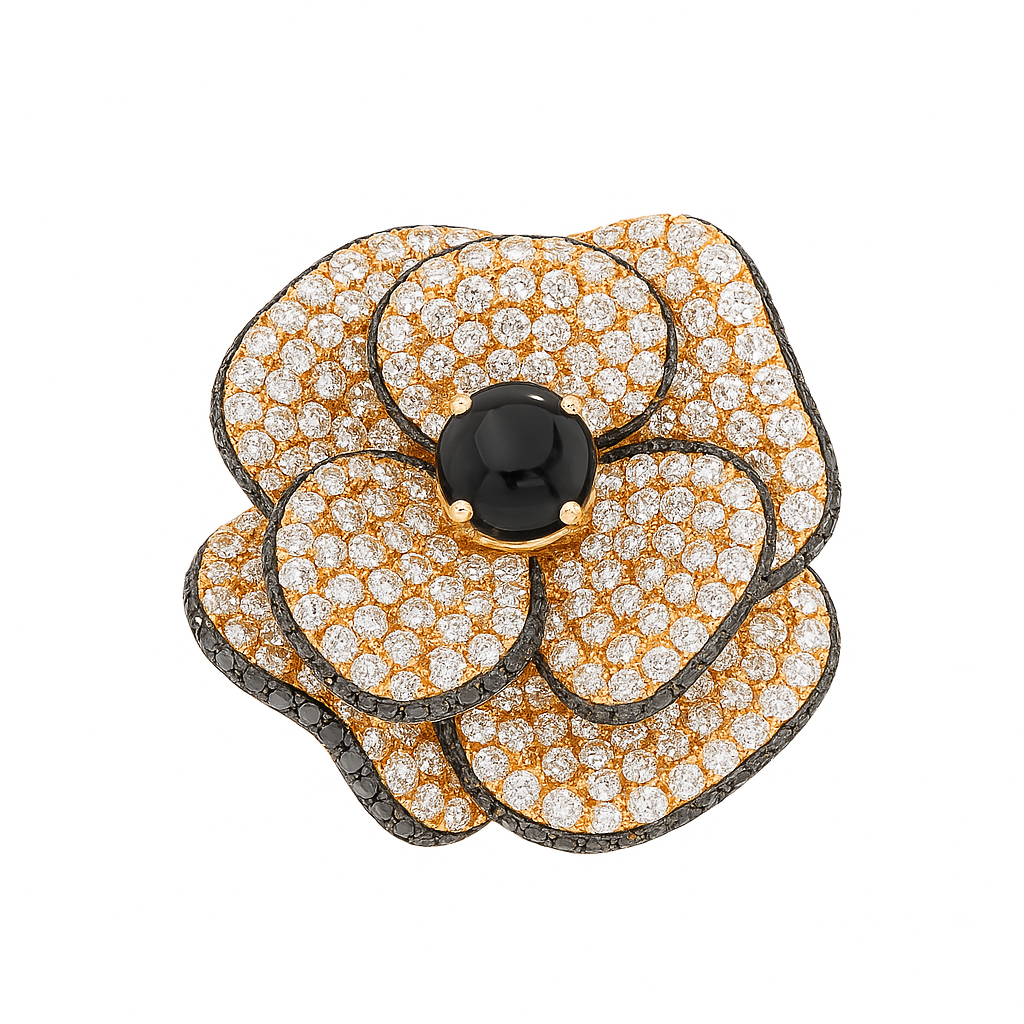 obsidian rose ring | total 6.80ct natural | 18k yellow gold