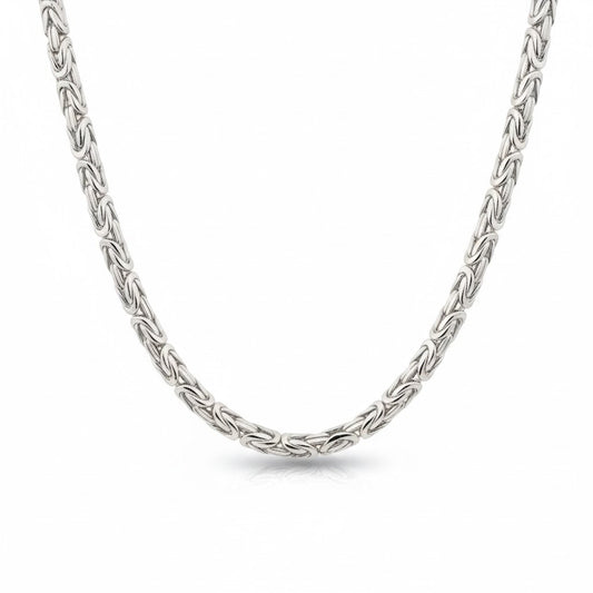 BAROQUE | 146gm Byzantine Chain in 14K White Gold - Lab Grown Diamond