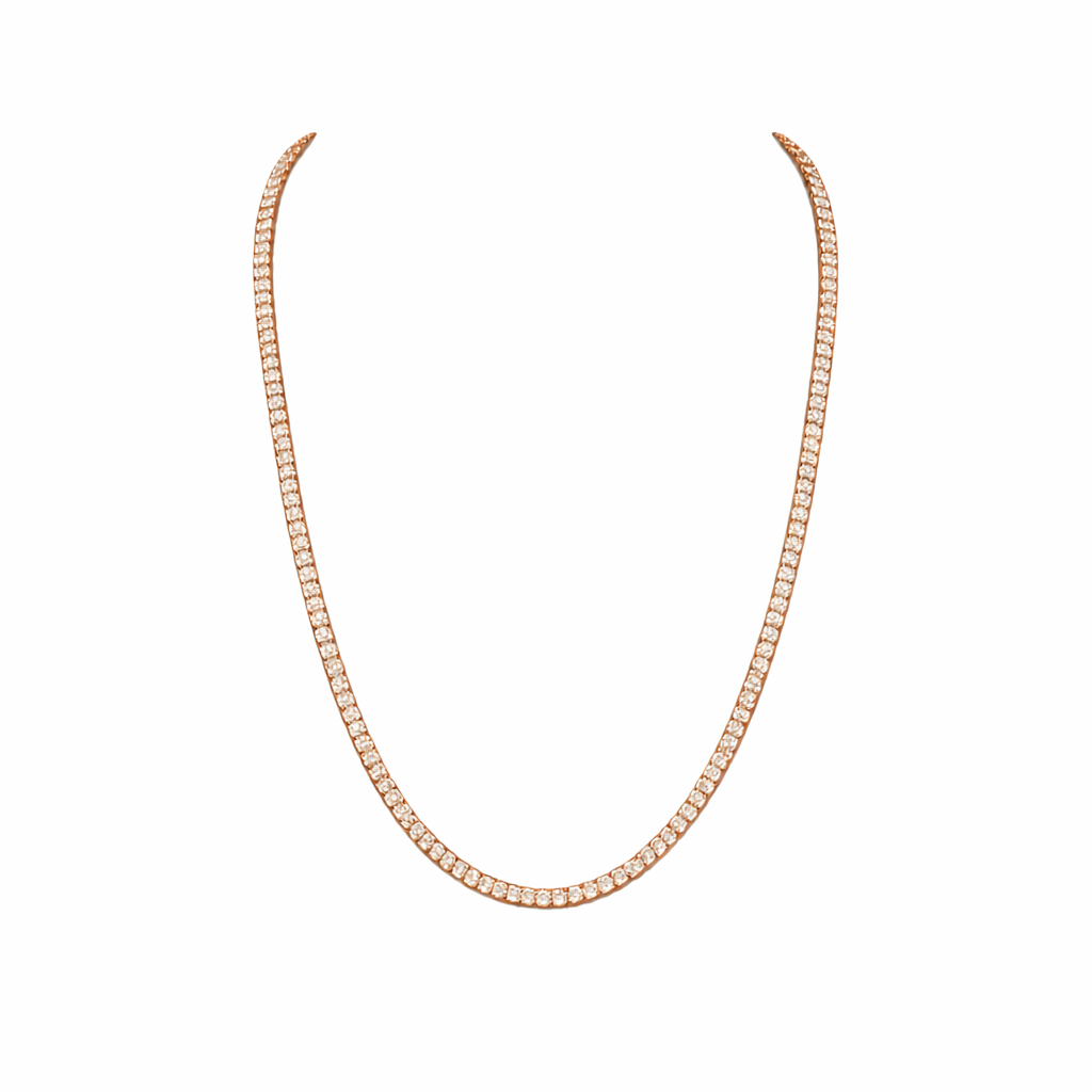 BEATRICE | 16.81 Ct Antique Cushion Diamond Tennis Necklace in 14K Rose Gold