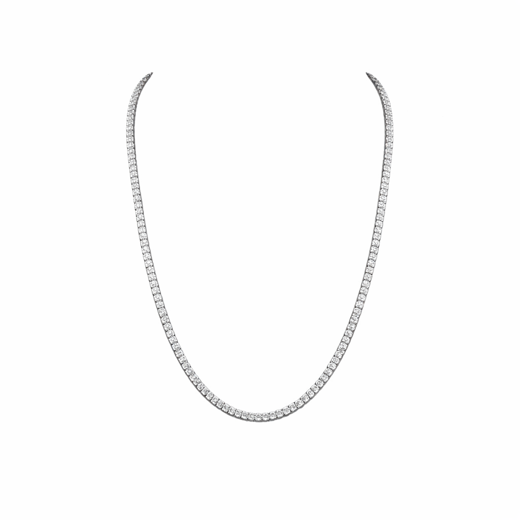 BEATRICE | 16.81 Ct Antique Cushion Diamond Tennis Necklace in 14K White Gold