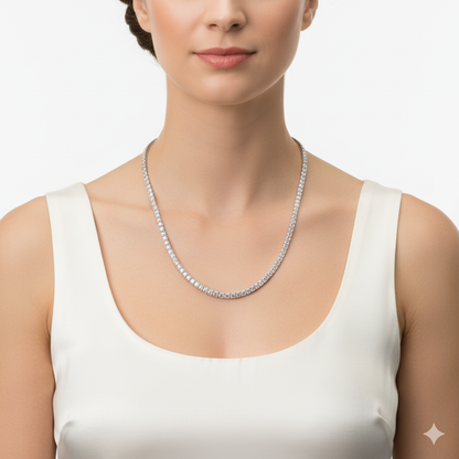 BEATRICE | 16.81 Ct Antique Cushion Diamond Tennis Necklace in 14K White Gold