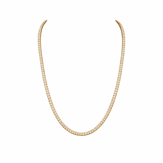 BEATRICE | 16.81 Ct Antique Cushion Diamond Tennis Necklace in 14K Yellow Gold